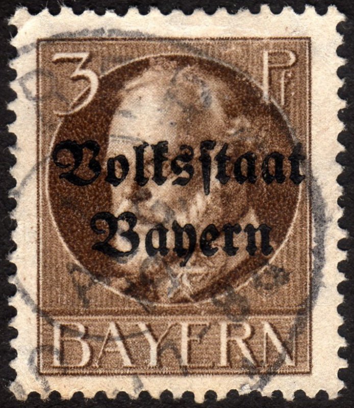 1919, Germany Bavaria 3pfg, Used, Sc 136