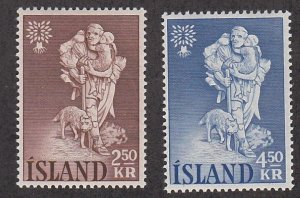 Iceland  # 325-326, World Refugee Year, Mint Hinged