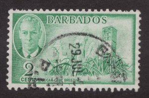 1950 Barbados #217 - 2c green - Farming sugarcane landscape. Used postage stamp