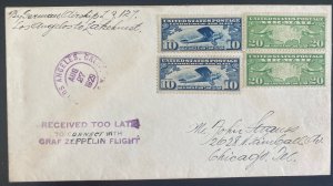 1929 Los Angeles USA Late For The LZ 127 Graf Zeppelin First Round Flight cover
