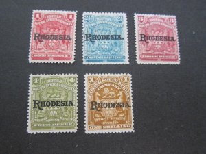 Rhodesia 1909 Sc 83.85-87,92 MH