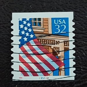 US Scott # 2915A; used 32c Flag/Porch, 1996; PNC 22222; VF/XF; off paper