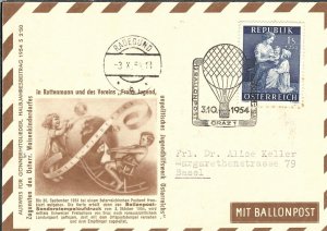 Graz to Basel, Switzerland 1954 Balloonpost (47903)