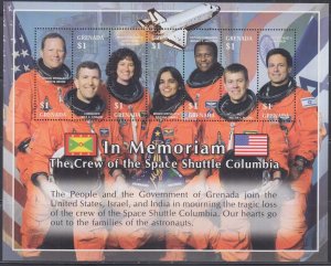 GRENADA Sc # 3332a-g MNH CPL SHEET of 6 SPACE SHUTTLE COLUMBIA DISASTER