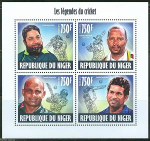 NIGER 2013 INVAMAN-UL-HAQ MARSHALL JAYASURIYA TENDULKAR SHEET CRICKET  MINT NH