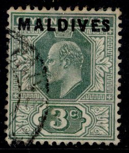 MALDIVE ISLANDS EDVII SG3, 4c orange & ultramarine, FINE USED. Cat £55.