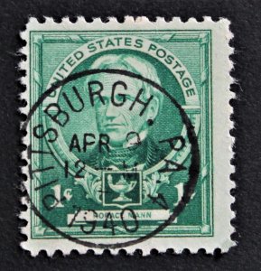 US #869 Early Use SON Pittsburgh PA April 9, 1940 SOTN Cancel