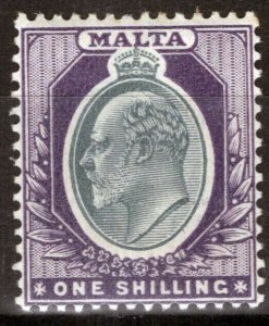 ZAYIX Malta 27 MLH 1sh violet & gray King Edward VII Royalty   080522S20