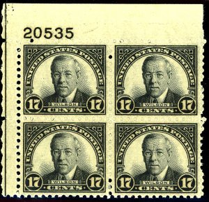 U.S. #697 MINT PL# BLOCK OG NH