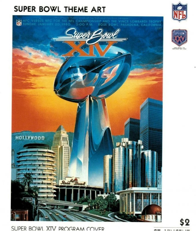 St. Vincent 1991 NFL Super Bowl Series, XIV Program Art Rose Bowl Imperf S/S MNH