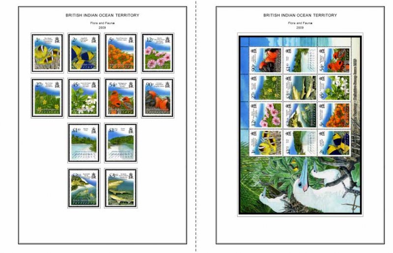 COLOR PRINTED B.I.O.T. 1968-2010 + 2011-2020 STAMP ALBUM PAGES (89 ill. pages)