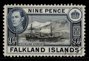 FALKLAND ISLANDS GVI SG157, 9d black & grey-blue, FINE USED.