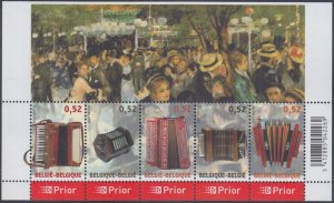 BELGIUM Sc# 2224a-e MNH SHEET of 5 DIFF ACCORDIONS