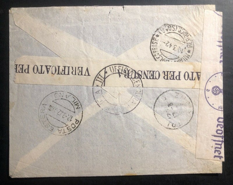 1942 Cetinje Montenegro Italy Occupation WW2 Censored Cover To Soissons France