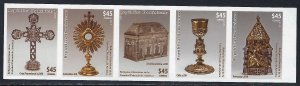 Dominican Republic 1584 MNH STRIP OF 5 RELIGION RELICS IMPERFORATED [D5]-4