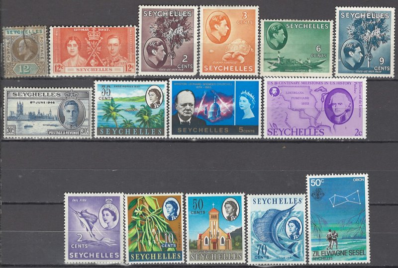 COLLECTION LOT OF #1016 SEYCHELLES 15 STAMPS 1903+ CV=$23