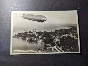 1935 Germany LZ 127 Graf Zeppelin RPPC Postcard Cover Baden to Kolbermoor