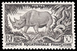 French Equatorial Africa #167  MNH - Black Rhinoceros and Python (1946)