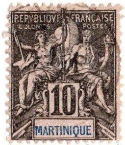 1892 French Martinique 5, 10, 40 Centimes  Peace & Commerce Issues Used