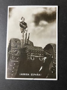 1937 Italy RPPC Postcard Airmail Cover to Genoa Tank Patriotic Spain