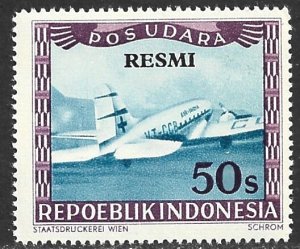 INDONESIA 1948 50s REPOEBLIK  Airmail Official Sc CO3 MNH