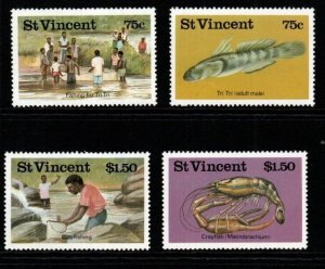 ST.VINCENT SG1045/8 1986 FRESHWATER FISHING MNH