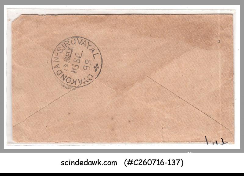 INDIA USED IN BURMA - 1899 1/2a QV ENVELOPE - USED