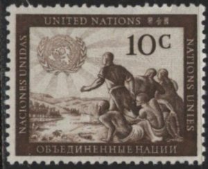 UN 6 (mlh) 10c peoples of the world, choc (1951)