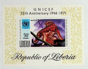 LIBERIA Sc C189 NH SOUVENIR SHEET OF 1971 - ANIMALS - TIGERS