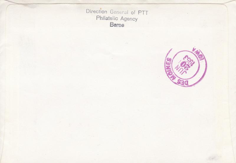 Switzerland 1953 Pro Patria Complete (5) First Day Cover Registered to U.S.