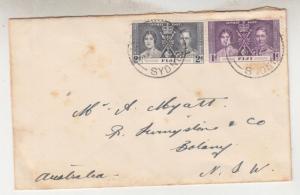 FIJI, 1937 cover, Coronation 1d. & 2d. canc. PAQUEBOT, SYDNEY to NSW.