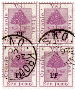 (I.B) Orange Free State Telegraphs : 1d Deep Mauve (setting 8)