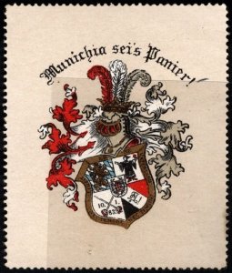 Vintage Germany Poster Stamp Bayreuth Student Association Coat Of Arms