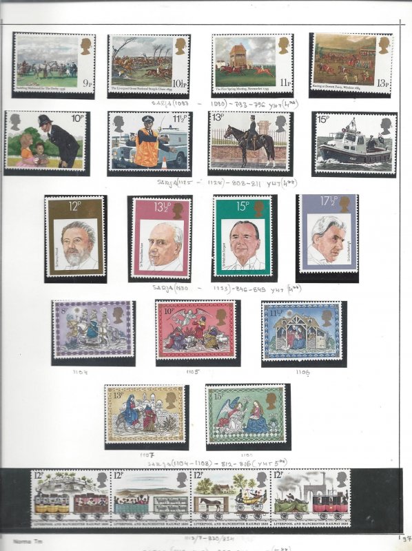 Great Britain - 12ea Album Pages with mostly OGNH -  See Scans