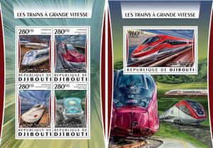 Djibouti Speed Trains TGV Railroads Transport MNH stamp set