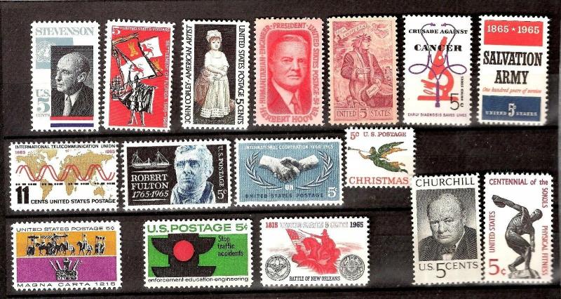 US 1965 Commemoratives Sc#1261- Sc# 1276  Mint NH (16 Stamps)