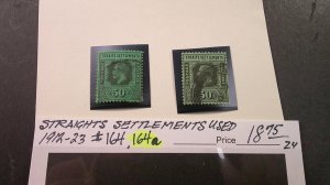 Straights Settlements 1912-1923 Scott# 164, 164a USED F-VF