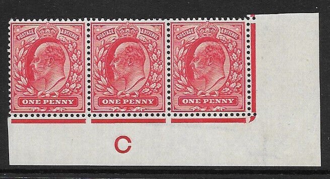 M5(1) 1d Scarlet EDVII De La Rue control C Imperf UNMOUNTED MINT