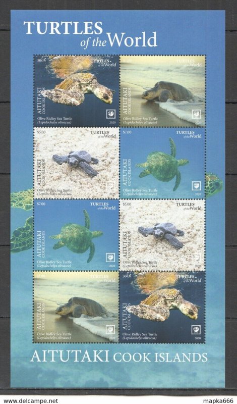 2020 Aitutaki Sea Turtles !!! Sale Marine Life Reptiles Fauna Sh ** Nw677