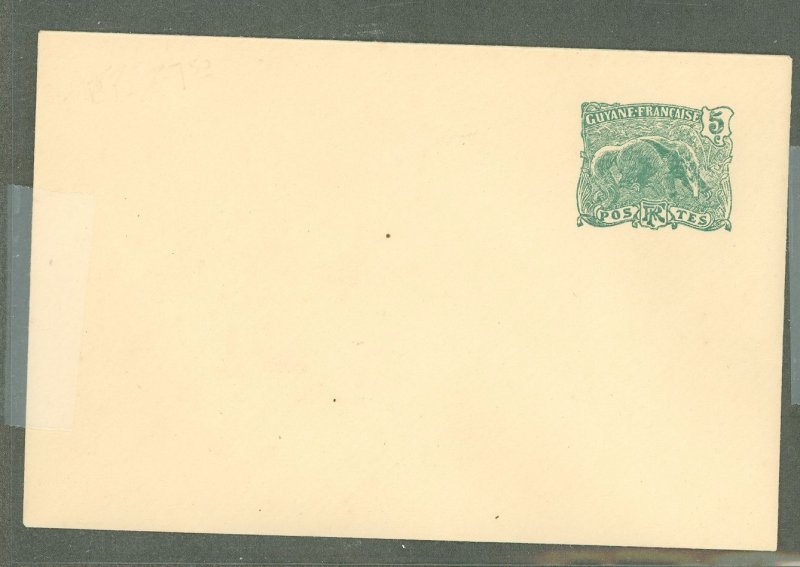 French Guiana  1916 5c green on ivory envelope, flap not stuck