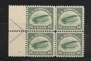 #C2 Air Mail 16¢ Green, Arrow Block of 4, 2MNH-2H