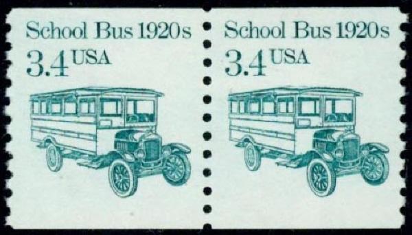 2123 School Bus F-VF MNH coil pair