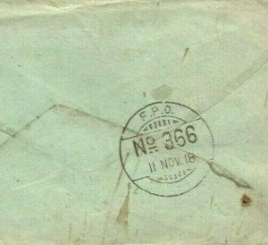 WW1 ARMISTICE DAY 1918 Soldiers Letter IRAQ Cover INDIA *FPO 366* Somerset MAL24