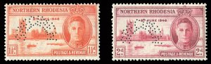 Northern Rhodesia #46-47S (SG 46-47s) Cat£150, 1946 Victory, set of two, per...