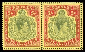 Bermuda 1941 KGVI 5s BROKEN SCROLL varieties Plate 1 block. SG 118b,188bd,118be.