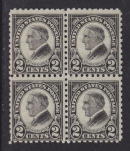 US Sc 612 MNH. 1923 2c Harding Memorial Block of 4, Fine