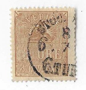 Sweden Sc #13 3 ore brown used VF