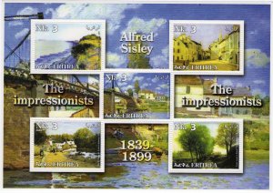 Eritrea 2002 ALFRED SISLEY THE IMPRESSIONISTS PAINTINGS Sheetlet (5) MNH