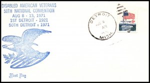US 50th Convention Disabled American Veterans Detroit,MI 1971 Cover