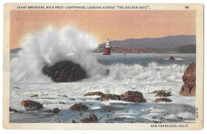 San Francisco, California 1933 PPC Mile Rock Lighthouse, Scott 707, Slogan Cncl